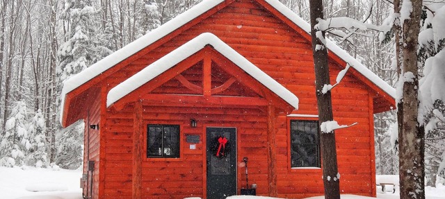 Cabaña privada que admite mascotas en el bosque con fogata